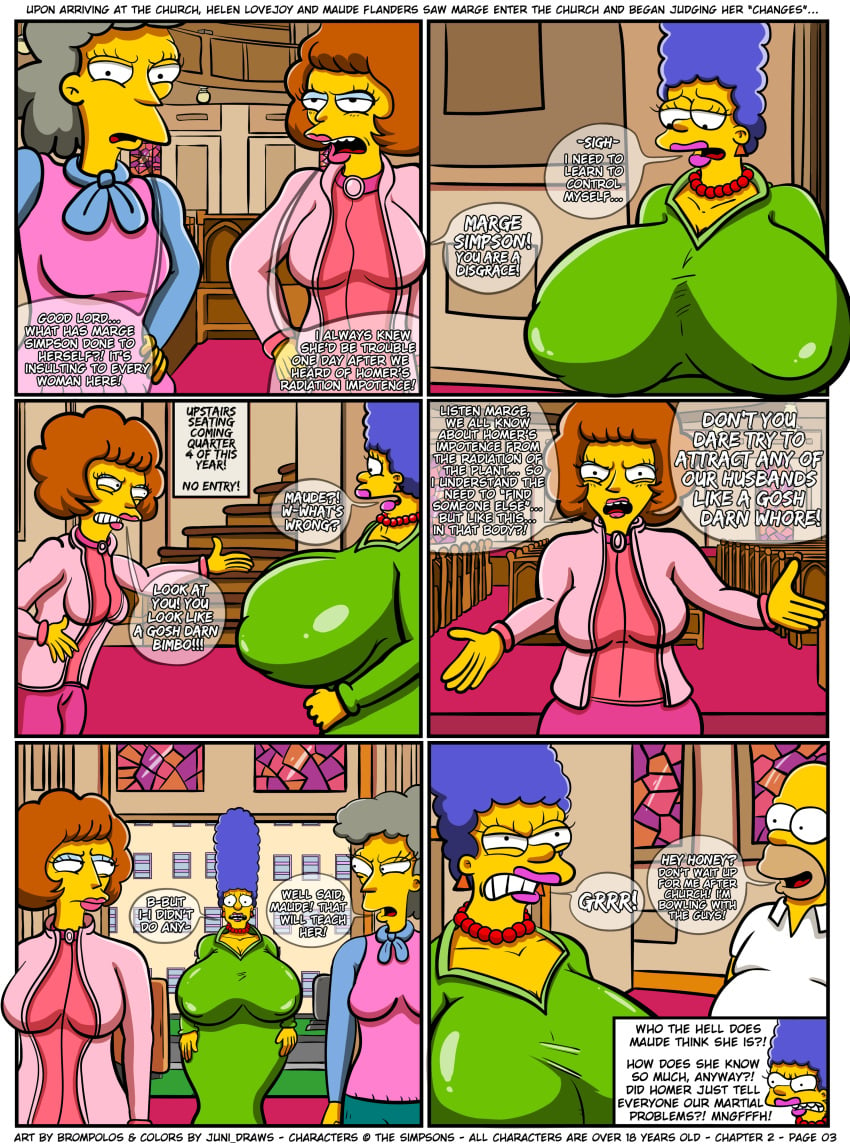 bart_simpson brompolos chapter_2 comic huge_breasts juni_draws marge_simpson mother_and_son page_3 size_difference the_simpsons yellow_body