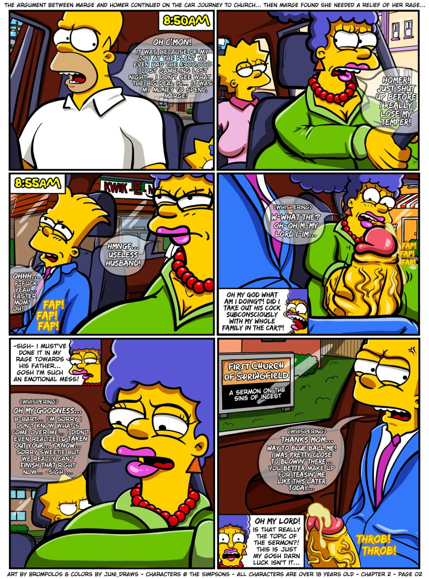 bart_simpson brompolos chapter_2 comic huge_breasts incest juni_draws marge_simpson mother_and_son page_2 size_difference the_simpsons yellow_body