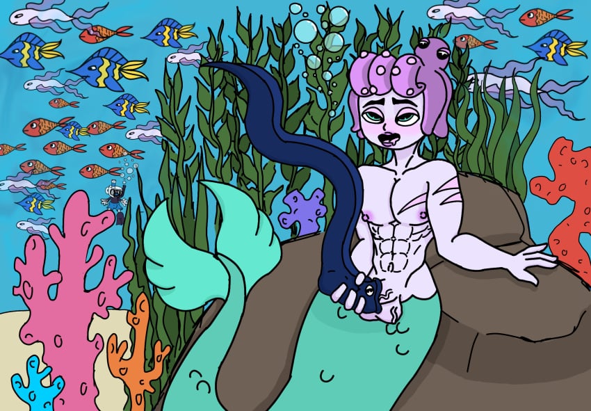 bestiality cala_maria cuphead_(game) eel feral feral_on_male fish gay genderswap_(ftm) horny male male_only masturbation merfolk merman muscles muscular rule_63 underwater underwater_sex water yaoi