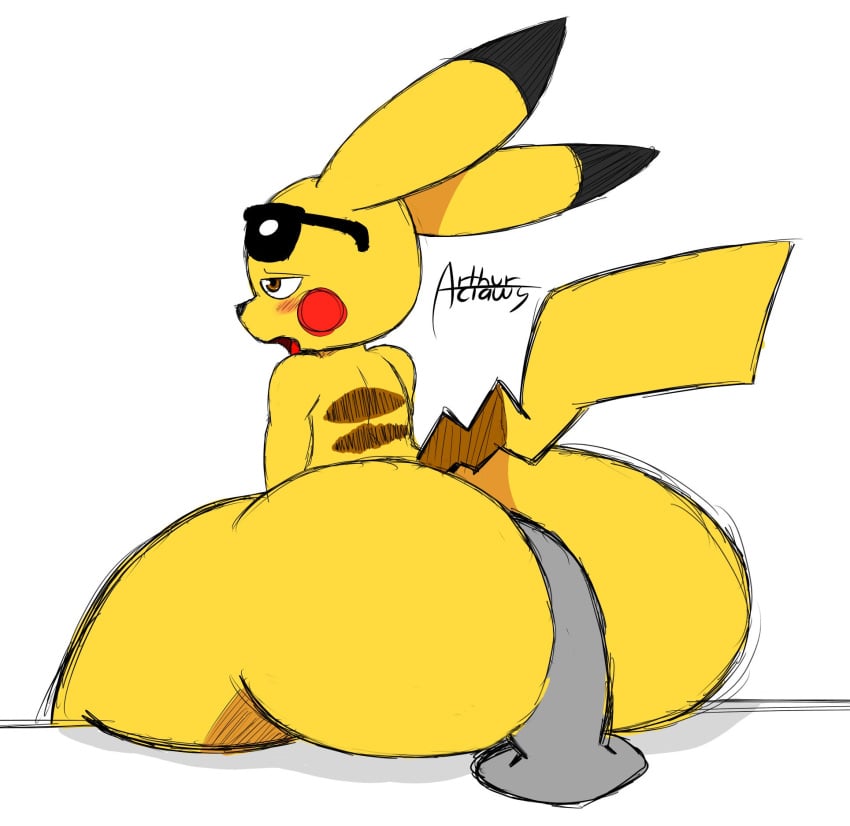 anthro arthurclaws big_ass big_booty_pikachu bubble_butt huge_ass male pikachu pokemon pokemon_(species) thick_thighs wide_hips