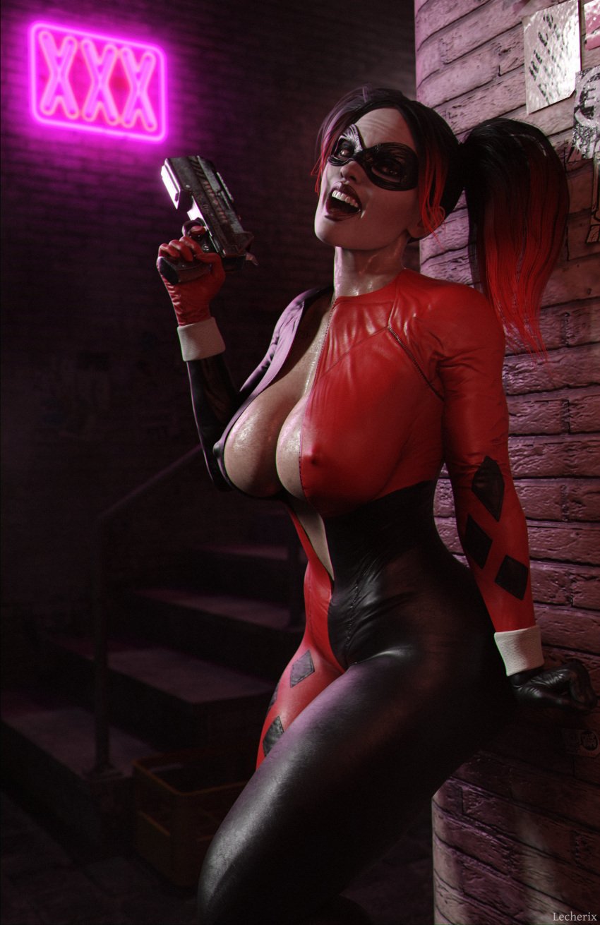 1girls 3d 3d_(artwork) ass batman:_arkham_knight batman_(series) big_ass big_breasts dc dc_comics female female_only harley_quinn harley_quinn_(classic) harley_quinn_(injustice) injustice_2 lecherix pokies realistic solo standing twintails voluptuous voluptuous_female