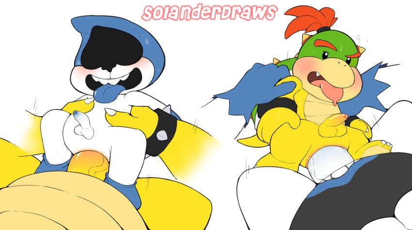 4boys adult_on_cub anal anal_sex balls big_penis blush bowser bowser_jr. child cub darkner deltarune faceless_character faceless_male gay genitals king_spade koopa lancer_(deltarune) looking_pleasured male male/male mario_(series) nintendo parallel_sex penetration penis scalie sex solanderdraws son_swap tongue tongue_out undertale_(series) young younger_male