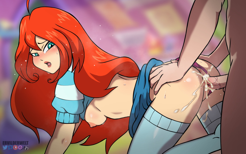 1girls anus bloom_(winx_club) blue_eyes blush cum cum_in_pussy cum_inside ervilderwelt female male/female partial_male penis red_hair tagme vaginal_penetration winx_club