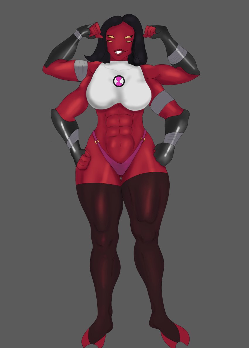 4_arms 4_eyes ben_10 big_ass big_breasts big_hips cartoon_network chaquetrix female multi_arm multi_eye multi_limb muscular_female muscular_legs red_body tetramand