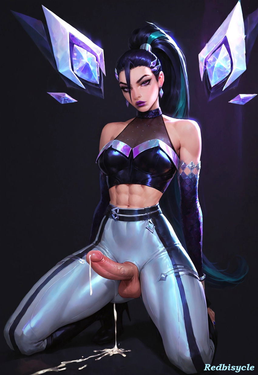 1futa abs ai_generated athletic athletic_futanari balls belly_button big_penis black_hair blue_hair breasts crop_top cum cumdrip cumshot dark_blue_hair dark_hair dark_purple_hair earrings ejaculating ejaculating_cum ejaculation erection eye_makeup eye_shadow eyebrows eyelashes fit fit_futanari futa_only futanari k/da_all_out_kai'sa k/da_all_out_series k/da_kai'sa k/da_series kai'sa kneeling large_penis lipstick long_hair looking_at_viewer makeup midriff muscular muscular_futanari navel pants penis ponytail purple_eyes purple_hair redbisycle sleeves thick_thighs tight_pants two_tone_hair veiny_penis