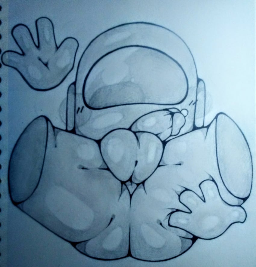 1boy among_us ass balls big_ass crewmate_(among_us) fupperbottom male male_only no_visible_face non-human penis precum presenting presenting_hindquarters solo solo_male tagme toony traditional_media_(artwork)