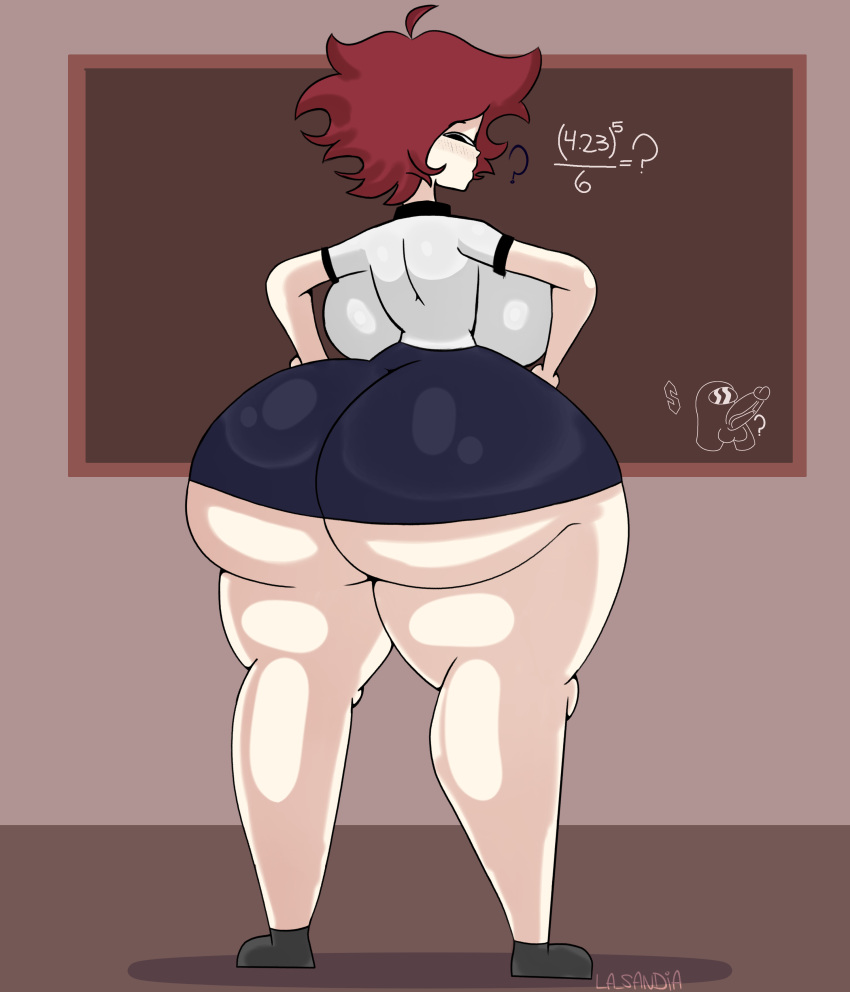 1girls ? a_girl_from_my_school_(character) among_us ass back back_view backboob big_ass big_breasts big_butt bubble_ass bubble_butt cel_shading clothed clothing crewmate_(among_us) dat_ass fat_ass la_sandia light-skinned_female light_skin math math_problem meme red_hair school school_uniform schoolgirl schoolgirl_uniform shoes tagme