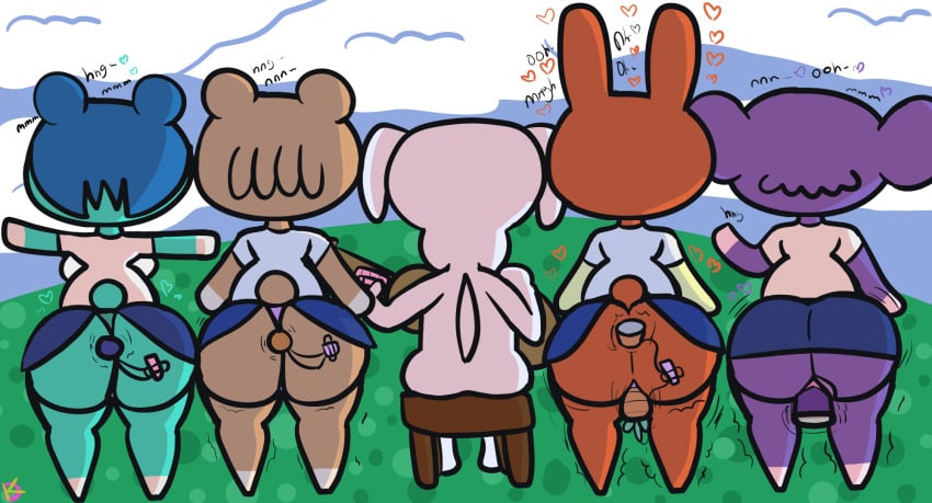 anal anal_sex animal_crossing anthro ass bear bluebear_(animal_crossing) bubble_butt bunnie_(animal_crossing) butt_focus canid canine canis clothed clothing domestic_dog female group hi_res k.k._slider klutzatdusk koala lagomorph leporid male male/female mammal maple_(animal_crossing) marsupial nintendo object_in_ass penetration public rabbit rear_view sex_toy sex_toy_in_ass sex_toy_in_pussy sex_toy_insertion short_stack standing stealth sydney_(animal_crossing) upskirt vaginal_penetration vaginal_penetration vibrator vibrator_in_ass vibrator_in_pussy vombatiform