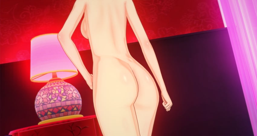 1girls 3d ass backboob bedroom breasts cometz doki_doki_literature_club female female_only indoors just_sayori lamp naked naked_female nude nude_female sayori_(doki_doki_literature_club) solo solo_female