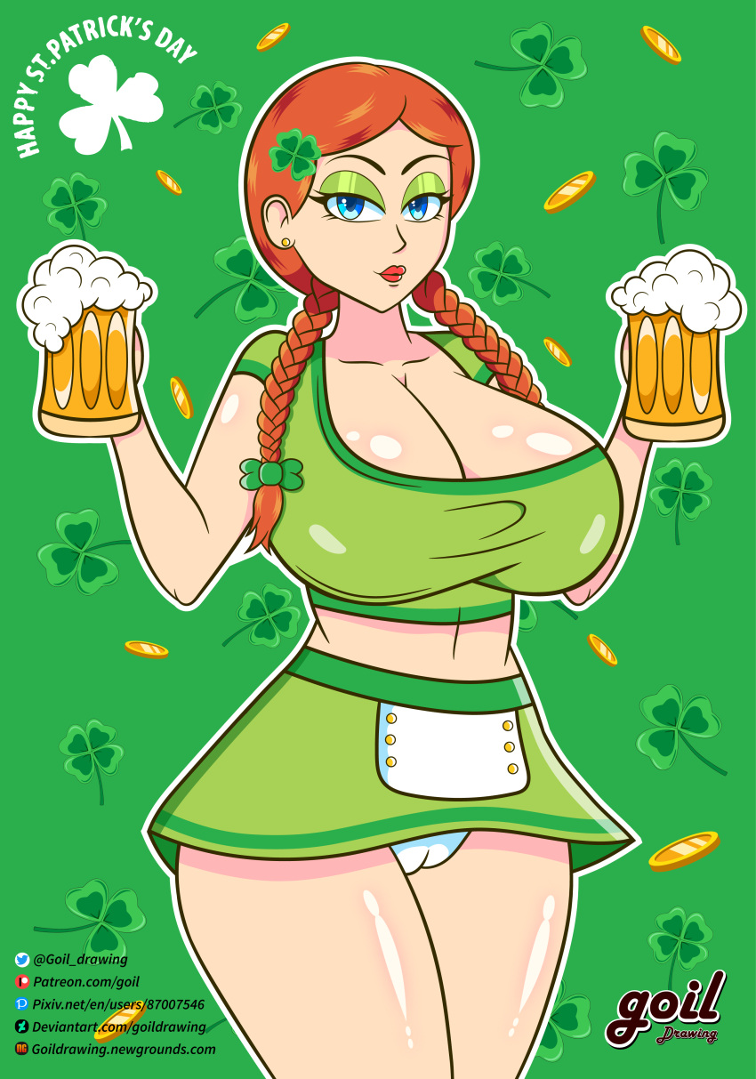 beer beers big_breasts breasts female goil_drawing ireland irish national_personification saint_patricks_day waitress