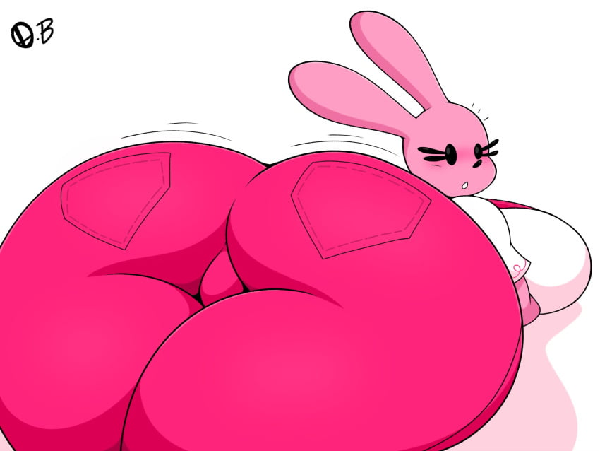 :o anthro anthro_bunny anthro_female anthro_only ass ass_focus big_breasts blush breasts bunny bunny_girl color colored female fur furry furry_female furry_only huge_ass motion_lines nick_jr nickelodeon omegabrawl pink_body pink_fur pink_pants rabbit thick_thighs white_background wide_hips widget wow!_wow!_wubbzy!