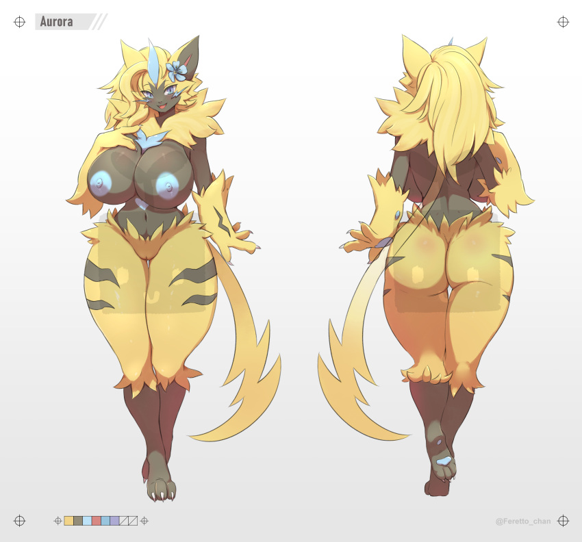 big_ass big_breasts breasts bubble_butt female feretto_chan furry huge_ass pokémon_(species) pokemon thick_thighs wide_hips zeraora