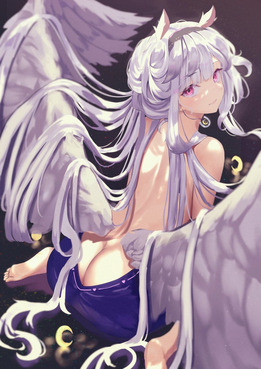 1girls aletta_sky female female_only hairband horse_ears light-skinned_female light_skin looking_at_viewer monster_girl pegasus_girl pink_eyes production_kawaii solo virtual_youtuber votato_(votato25) white_hair wings