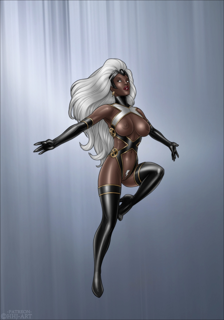 1girls african african_female big_breasts bimbo boots breasts dark-skinned_female earrings erotic_earth female female_only flying gloves hairy_pussy heroine high-heeled_jill jewelry lipstick long_hair marvel marvel_comics mutant nude nude_female ororo_munroe pubic_hair pussy red_lipstick shaped_pubic_hair slut solo solo_female storm_(x-men) straight_hair superheroine white_hair wide_hips x-men