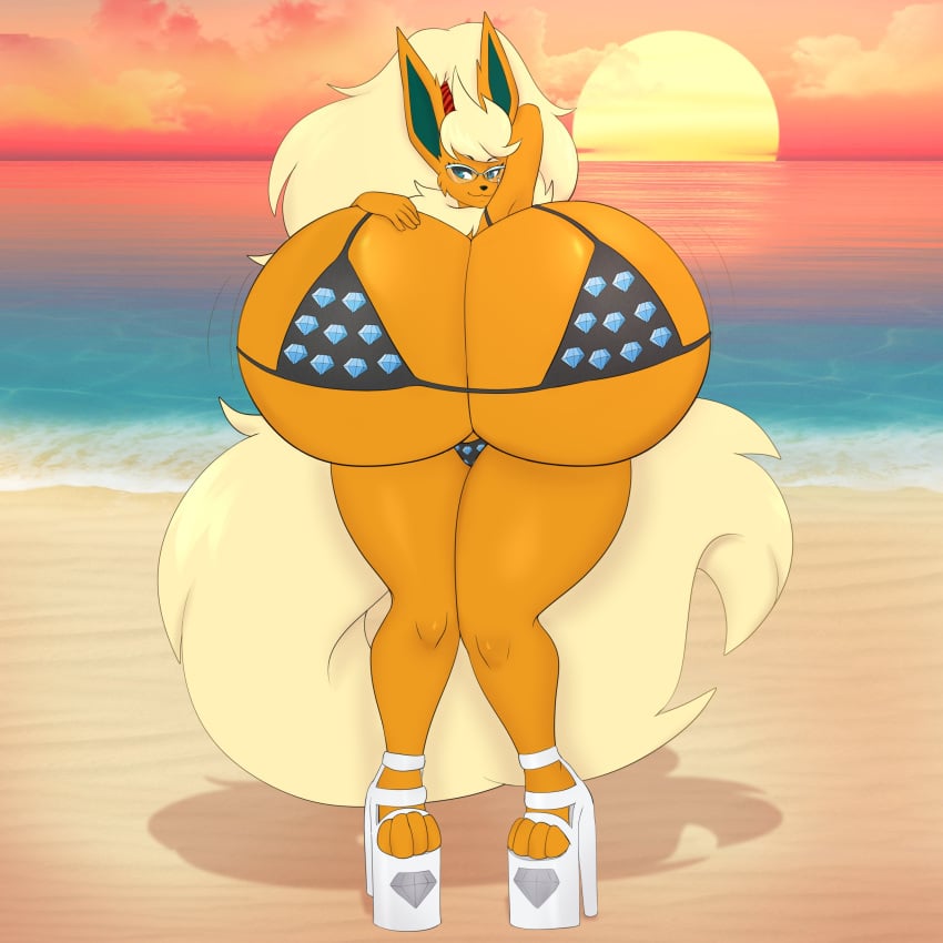 big_breasts breasts eeveelution female flareon huge_breasts hyper_genitalia pokemon pokemon_(species) suiikax tagme