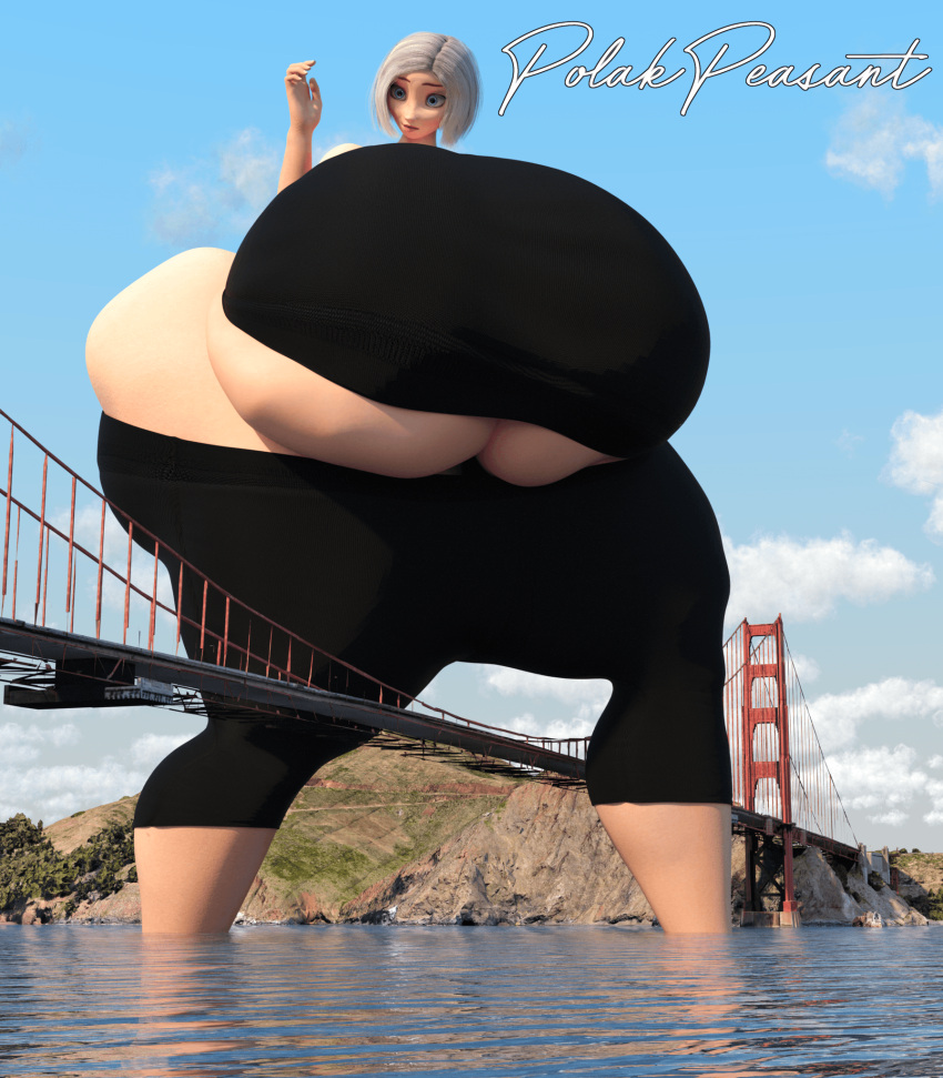 1girls 3d big_breasts breasts cleavage dreamworks enormous_breasts female giantess gigantic_breasts ginormica huge_breasts medium_hair monsters_vs_aliens polakpeasant san_francisco short_hair susan_murphy thick_thighs underboob white_hair