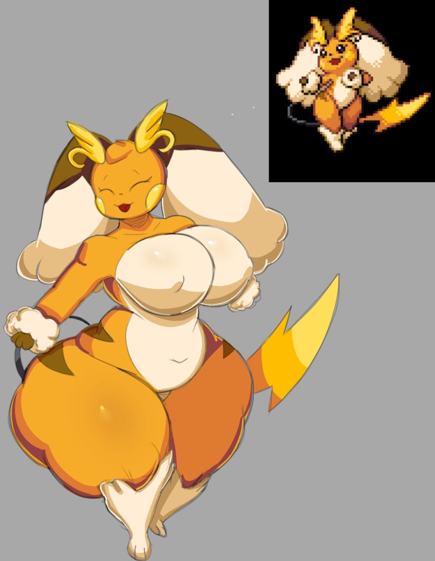 big_breasts breasts female johan_memoris lopunny pokémon_(species) pokefusion pokemon pokemon_(species) raichu raipunny tagme thick_thighs wide_hips