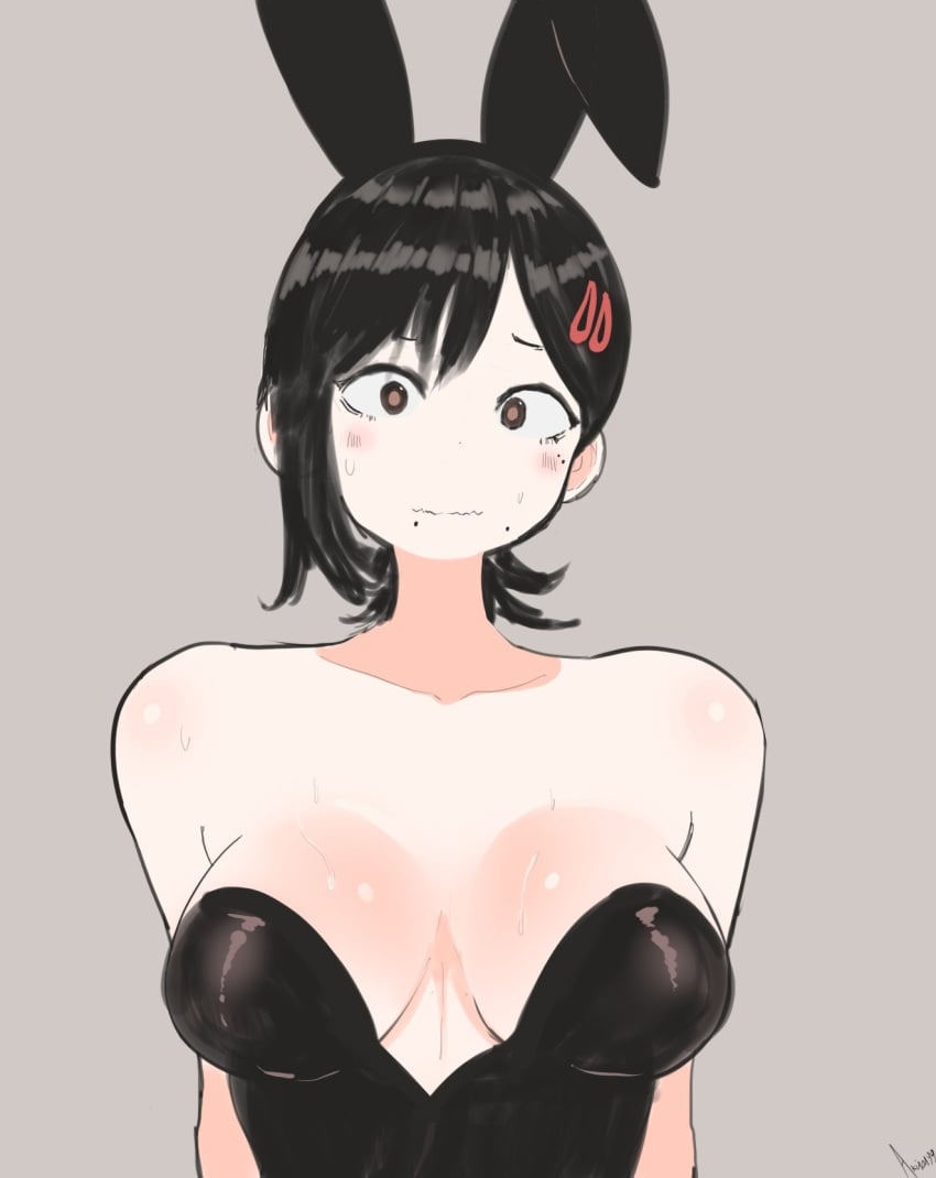 1girl 1girls adult adult_female akisas99 anime anime_character asian asian_female asian_girl asian_woman background big_boobs big_breasts black_bunny_ears black_bunnysuit black_hairband black_leotard black_topwear breasts breasts_apart brown-eyed_female brown-haired_female brown_eyes brown_hair bunny_costume bunny_ears bunnygirl bunnygirl_outfit bunnysuit busty busty_female busty_girl chainsaw_man eye-level_view fanart from_front front_view grey_background hair_clip hair_clips hairclip hairclips inframammary_fold japanese japanese_female japanese_girl japanese_woman kobeni_higashiyama large_boobs large_breasts leotard manga_character mappa mature mature_female mature_woman mole mole_on_body mole_on_cheek mole_on_face mole_under_eye mole_under_mouth monotone_background one_color_background plain_background shonen_jump shueisha solid_color_background top_view topwear weekly_shonen_jump white_pupils woman