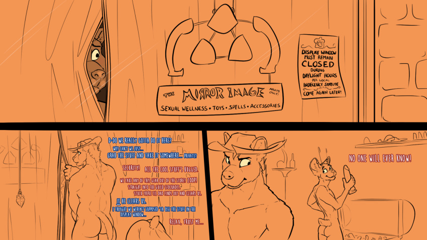 alpha_male anthro ass cocky comic cougar cricket_talot dialogue dildo dungeons_and_dragons duo fek felid feline gnoll hasbro hi_res hyena male male/male male_only mammal nervous semi_public sex_toy tabaxi thacharay_weeds verbal wizards_of_the_coast