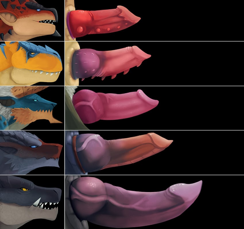 capcom chart comparing_penis fatalis fatalis_(monster_hunter) feral kushala_daora lineup male male_focus monster_hunter rathalos tallion tigrex zinogre