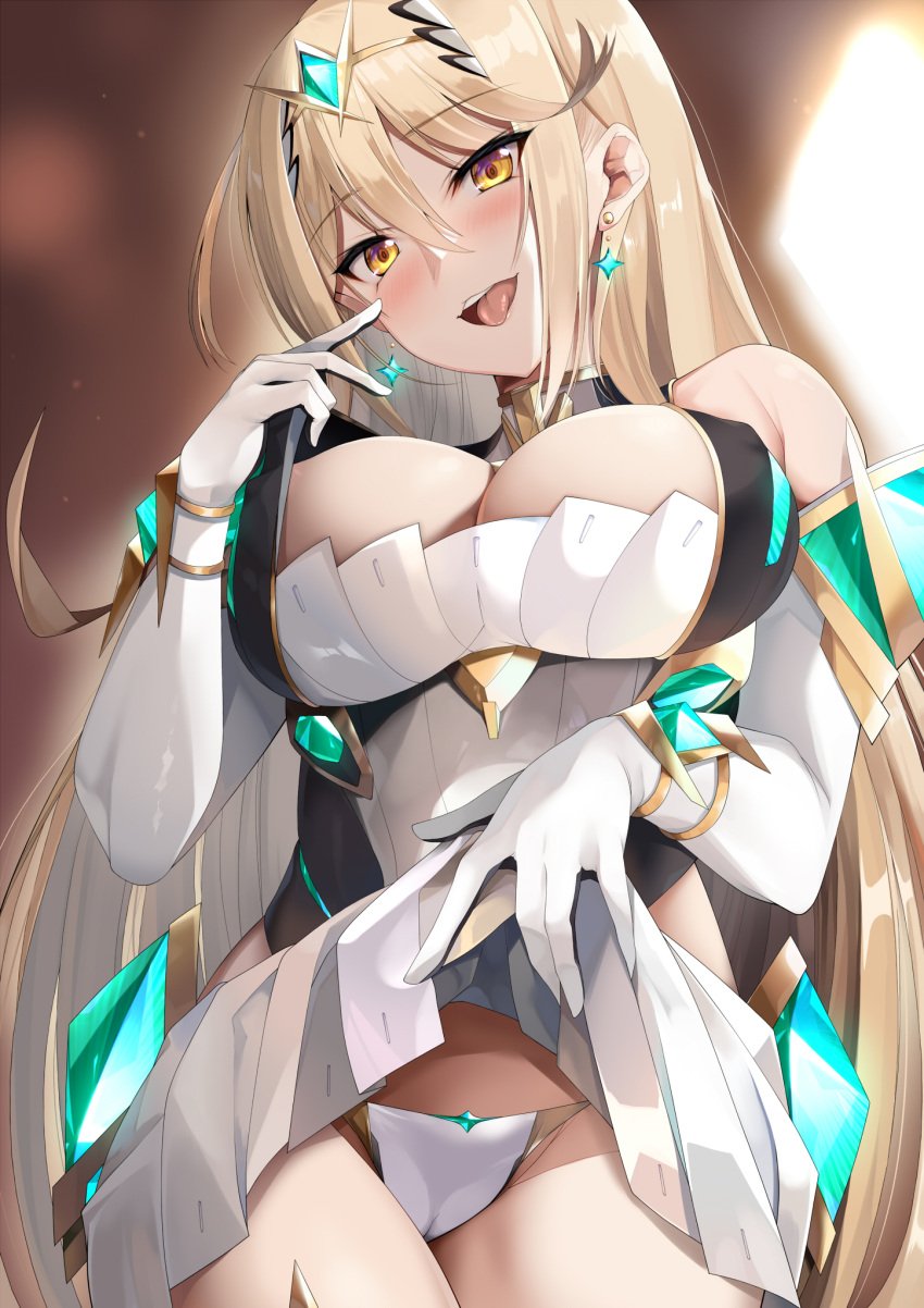 1girls blonde_hair breasts daive female flashing_panties gold_eyes hi_res hips huge_breasts light-skinned_female light_skin long_hair looking_at_viewer mythra naughty_face nintendo panties smile suggestive_look thick_thighs thighs wide_hips xenoblade_(series) xenoblade_chronicles_2