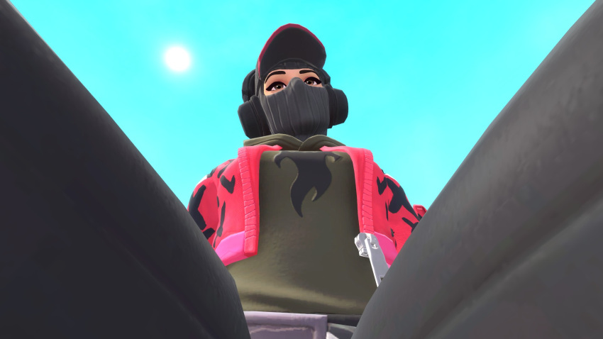 ambiguous_pov big_ass facemask facesitting female fetish fortnite groping jonesy_(fortnite) masturbation pov riley_(fortnite) seductive thick_thighs