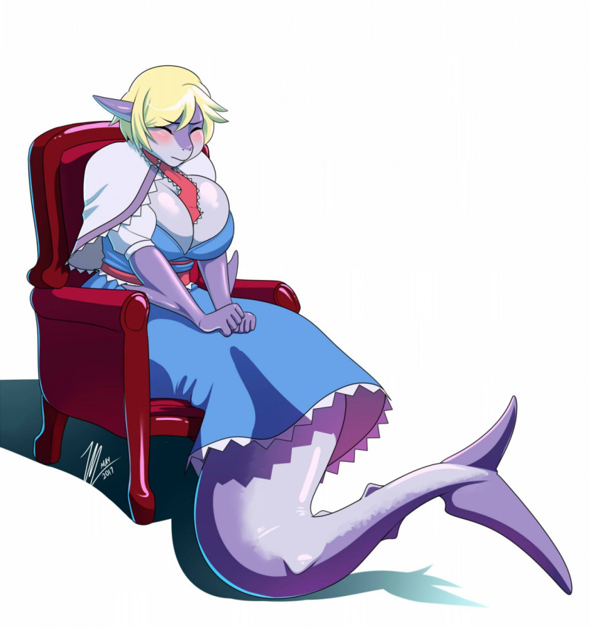 alice_margatroid anthro cleavage cyrus_physhor huge_breasts implied_transformation shark shark_girl shark_humanoid shark_tail species_transformation tail touhou transformation