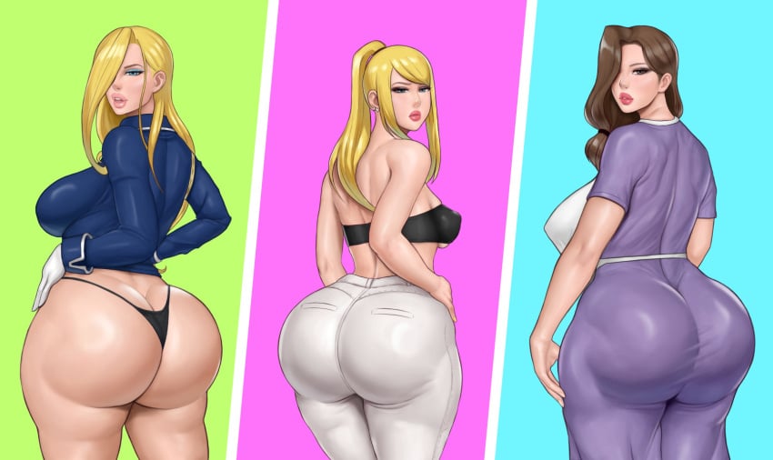 3girls abyssdagon ass big_ass big_butt big_lips bimbo bimbo_body bimbo_lips blonde_hair brown_hair butt butt_focus dat_ass epic_butt eyeshadow female female_only fullmetal_alchemist fullmetal_alchemist_brotherhood hair_over_one_eye huge_ass juicy_butt large_butt lips lipstick looking_at_viewer looking_back makeup milf multiple_girls olivier_mira_armstrong ponytail simple_background thick_lips trisha_elric voluptuous_female winry_rockbell