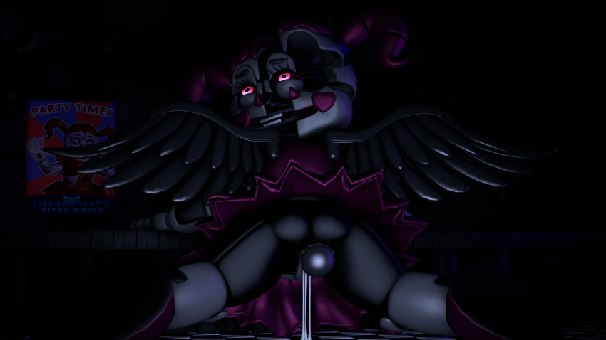 3d 3d_(artwork) animatronic baby_(fnafsl) back_view canon_appearance circus_baby circus_baby_(fnaf) clown clussy cum cumming dark_room female female_only five_nights_at_freddy's five_nights_at_freddy's:_sister_location glowing glowing_eyes heartsick_baby_(fnaf) kneeling looking_at_viewer looking_back object_insertation object_insertion on_floor on_ground pigtails pink_eyes pleasure_face purple_hair pussy pussy_ejaculation pussy_focus pussy_juice pussy_juice_drip robot robot_girl sfm simple_background sister_location skirt solo source_filmmaker trishsfm vaginal_object_insertion vaginal_penetration wings