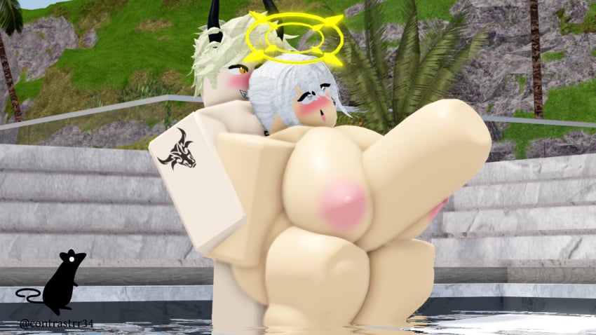 1boy 1girls 3d contrastrr34 hyper_penis roblox robloxian source_request stomach_bulge tagme twitter_username