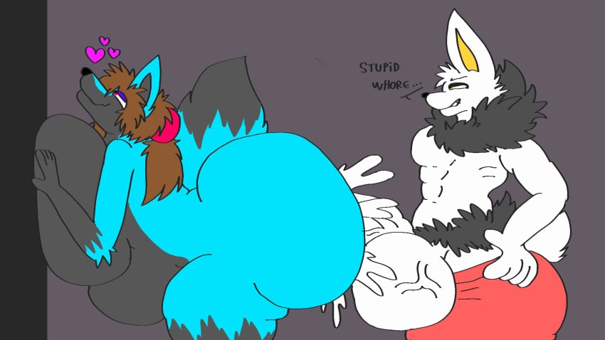 anal anal_sex anthro ass balls big_balls big_breasts big_butt big_penis breasts canid canine canis cinderace dahliathefox duo english_text female furry furry_only generation_8_pokemon genitals hi_res huge_balls huge_breasts huge_butt huge_cock hyper hyper_balls hyper_breasts hyper_butt hyper_genitalia hyper_penis insult male male/female mammal nintendo penetration penis pokemon pokemon_(species) profanity shaded simple_background simple_shading text wolf wolfy_(dahliathefox)