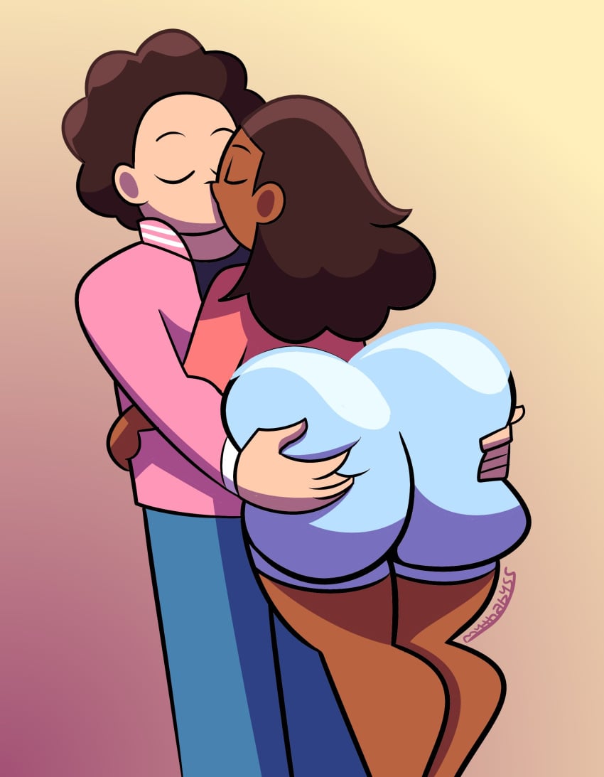 1boy 1girls ass ass_dough ass_grab big_ass bubble_butt canon_couple cartoon_network clothing connie_maheswaran dat_ass dumptruck_ass fat_ass female hands_on_ass huge_ass kissing large_ass male mythabyss pillowy_ass steven_quartz_universe steven_universe tagme thick_ass thick_thighs wholesome wide_hips