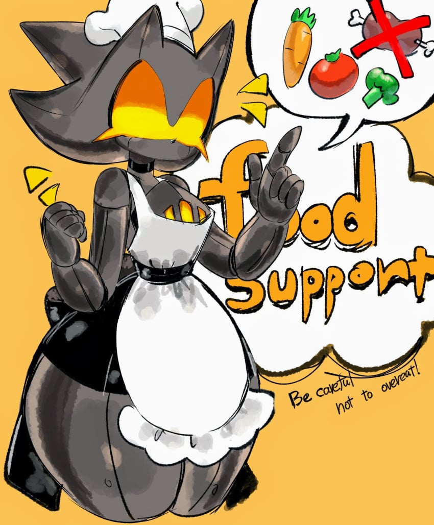 1girls animal_ears anthro apron broccoli carrot chef_hat collar english_commentary english_dialogue english_text excited flaming_eyes furnace_sonic furnass genderswap genderswap_(mtf) happy hat maid_apron maid_uniform meat mechanical_parts metal_sonic robot robot_girl rule_63 sonic.exe sonic.exe_(series) sonic_(series) sonic_the_hedgehog_(series) tomato usa37107692 vegetable