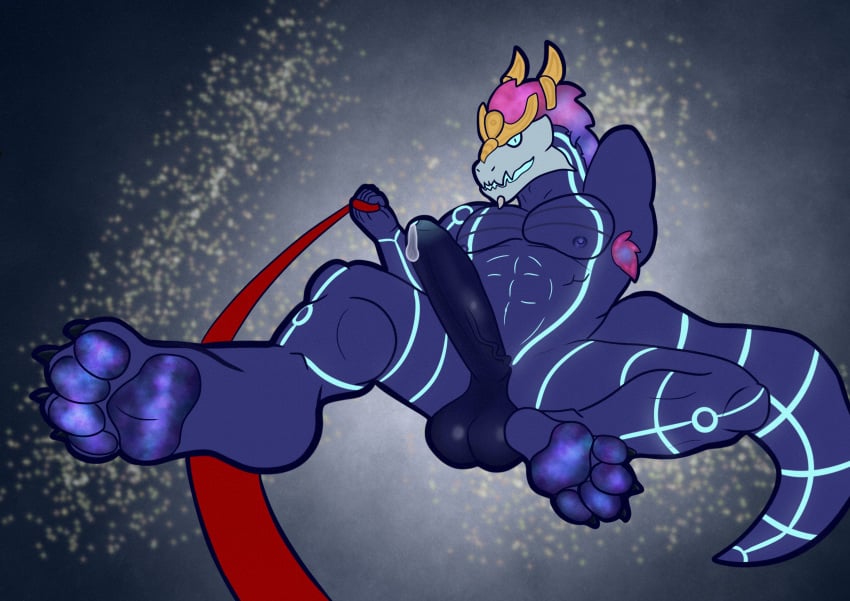 absurd_res aurelion_sol celestial_(league_of_legends) dragon feet first_person_view foot_focus genitals hi_res humor league_of_legends leash nashperosa paws penis perspective riot_games solo_male star universe