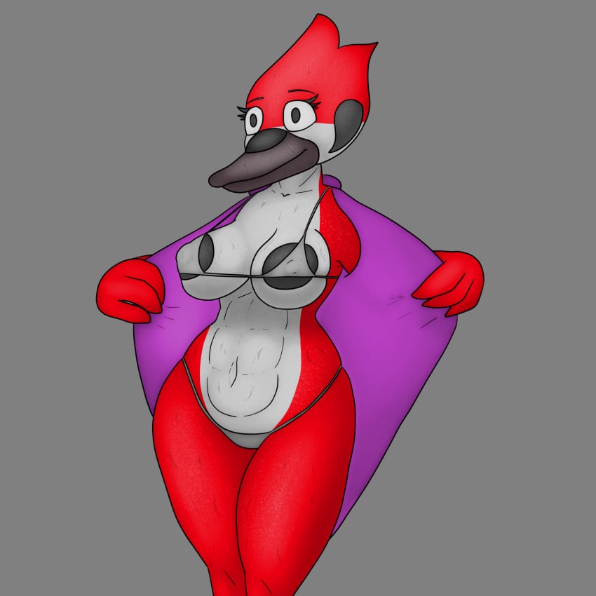 anthro avian bikini bird cardinal_(bird) cartoon_network clothing female hi_res j5furry margaret margaret_smith_(regular_show) oscine passerine regular_show solo swimwear