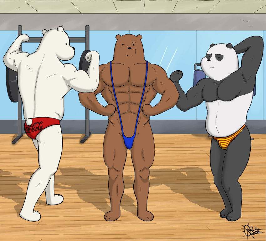 animal_humanoid anthro bear bears cartoon cartoon_network creature gym humanoid male_only muscle muscles muscular panda panda_(character) polar polar_bear we_bare_bears