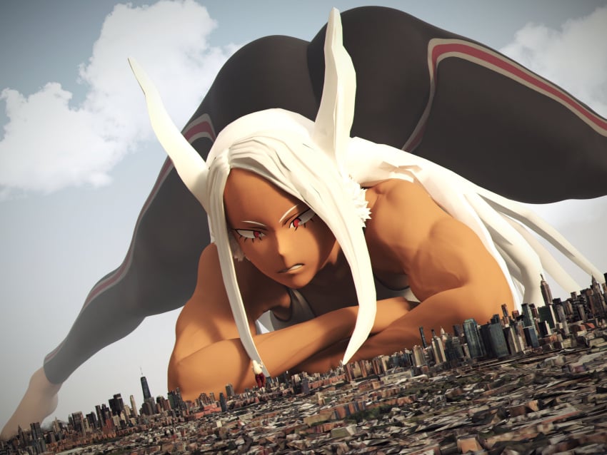 1girls 3d angry annoyed ass barefoot bunny_girl city dark-skinned_female face_down_ass_up female giantess giga_giantess jack-o_pose kamicamie macro miruko mount_lady my_hero_academia rabbit_girl rumi_usagiyama shounen_jump tagme white_hair yuu_takeyama