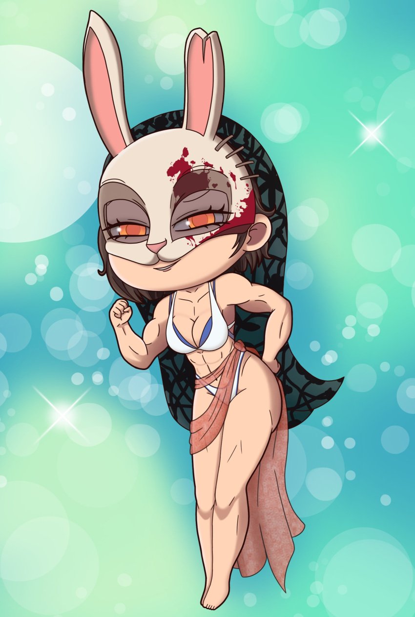 bunny bunny_girl chibi cute dbd dead_by_daylight girl hooked_on_you huntress huntress_(dead_by_daylight) muscle muscles muscular muscular_female summer vacation