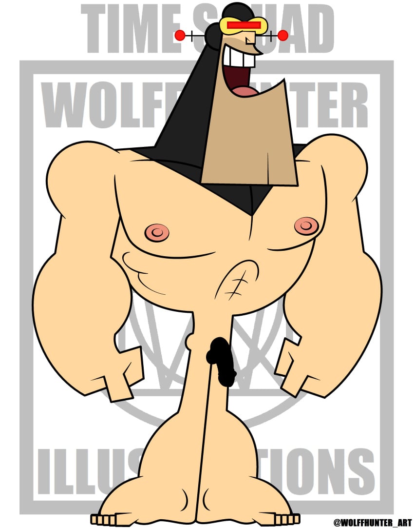 buck_tuddrussel cartoon_network cartoony censored_penis erection male male_nipples male_only male_pubic_hair masculine mature_male muscles muscular_male pecs smile smiling smooth_skinned_male solo time_squad veiny_penis white_background wolffhunter_art