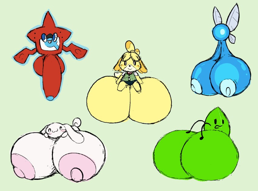 1boy 4girls animal_crossing anthro ass_built_separately ball_with_hyper_features battle_for_dream_island bfdi big_areola blush_stickers breasts breasts_bigger_than_body canid canid_humanoid cinnamon_(cinnamoroll) cinnamoroll cinnamoroll_(series) company_connection creatures_(company) crossover doodle game_freak hi_res huge_ass huge_breasts humanoid_genitalia humanoid_penis hyper hyper_ass hyper_balls hyper_breasts isabelle_(animal_crossing) leafy_(bfdi) navi nintendo object_shows pokémon pokémon_(species) pokemon pokemon_(species) rotom rotom_pokedex sanrio self_lying simple_background the_legend_of_zelda trait_connection unowo