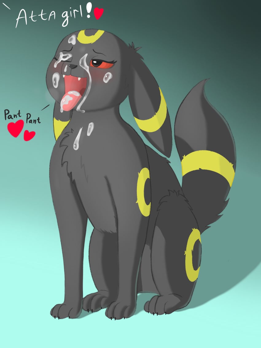 3:4 black_nose bodily_fluids claws cum cum_on_face duo eeveelution female feral fur generation_2_pokemon genital_fluids hi_res interspecies male male/female nintendo open_mouth paws pokemon pokemon_(species) pokephilia simple_background soul_healer text tongue tongue_out umbreon zoophilia