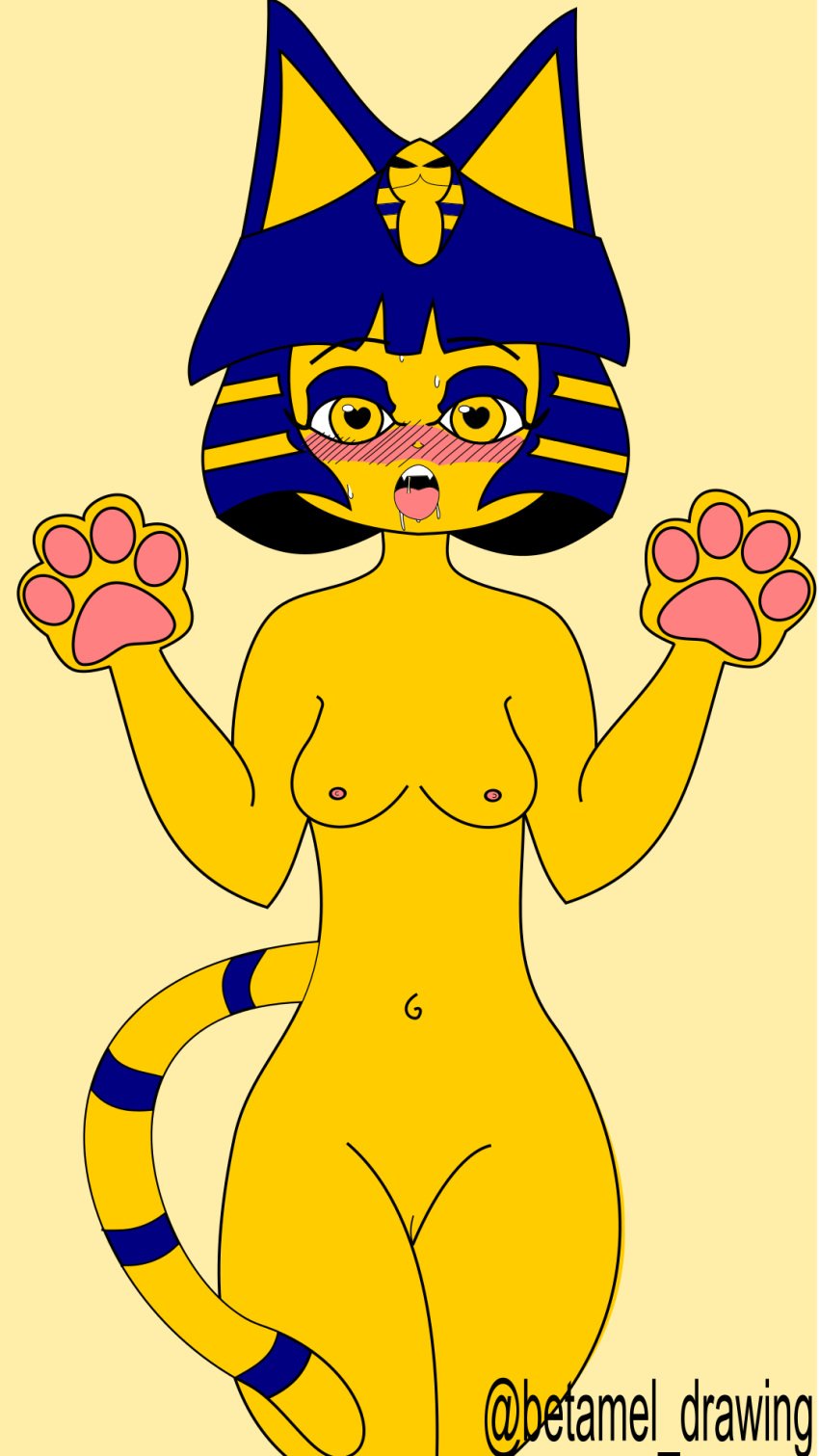 animal_crossing ankha betamel_drawing furry nude_female small_breasts