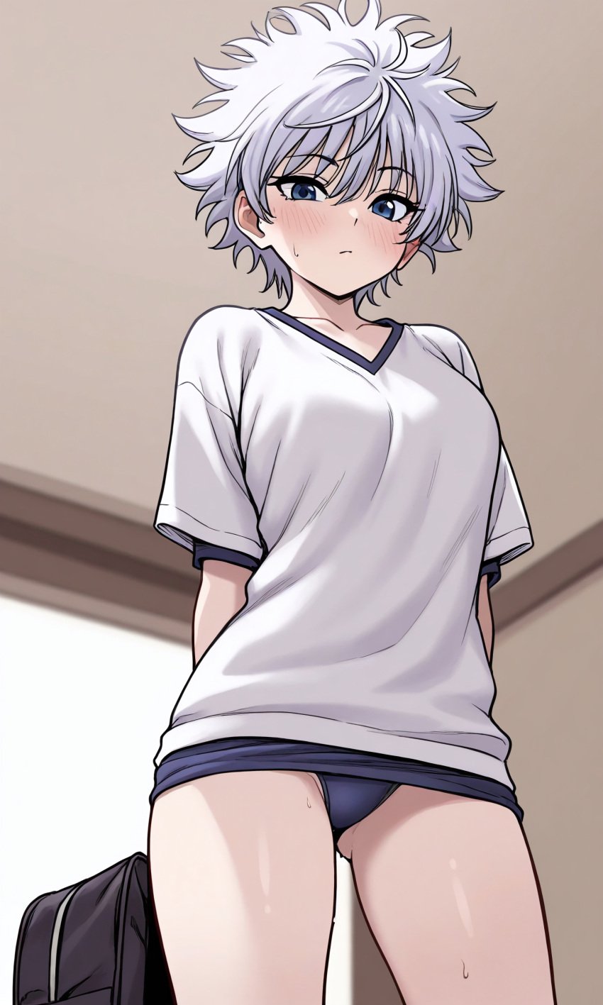 ai_generated gay hunter_x_hunter killua_zoldyck panties twink white_hair