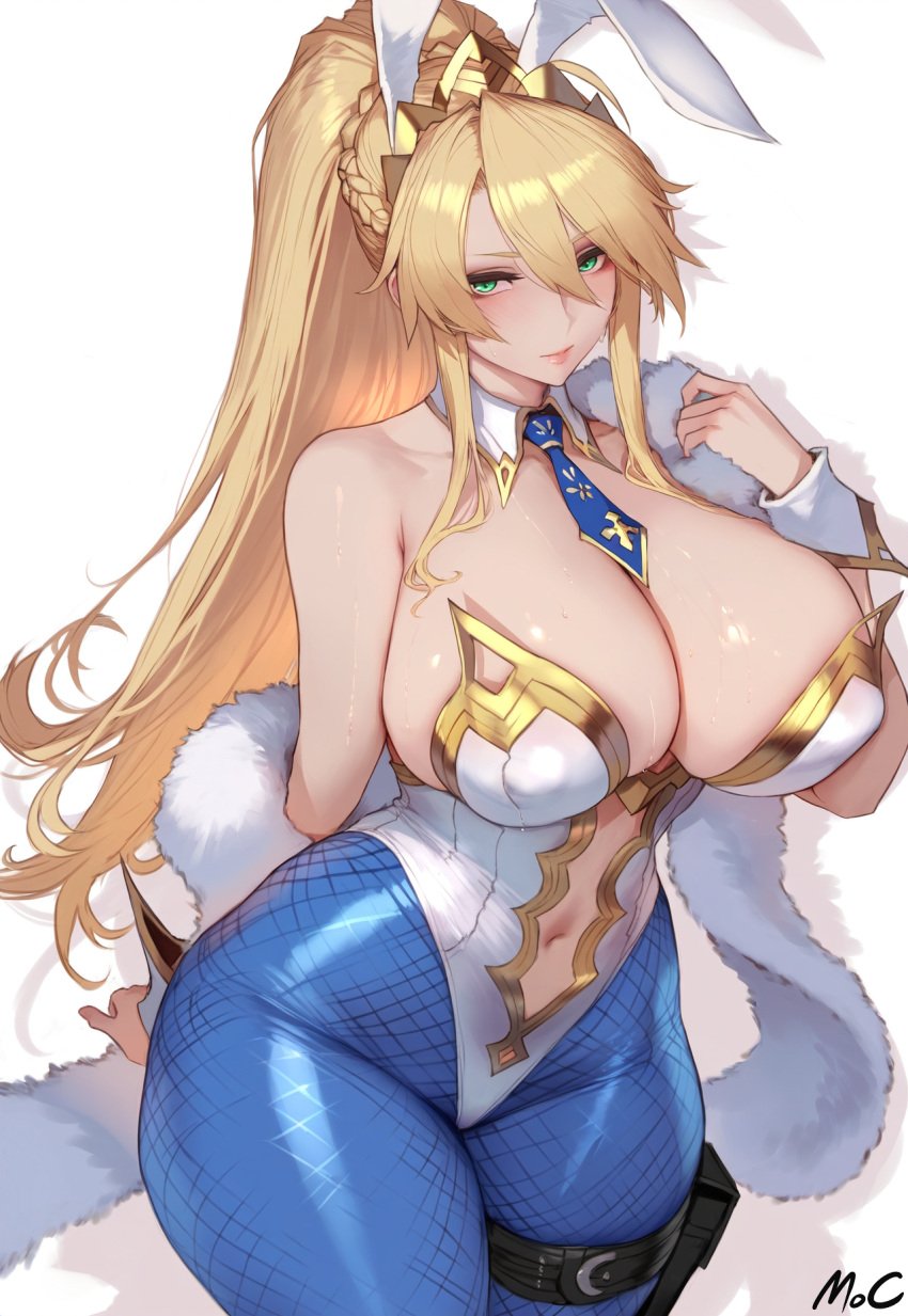 1girls ai_generated artoria_pendragon artoria_pendragon_(lancer) artoria_pendragon_(swimsuit_ruler) blonde_hair breasts bunny_ears bunny_girl bunnysuit cleavage fate/grand_order fate_(series) female green_eyes hi_res hips huge_breasts light-skinned_female light_skin long_hair massive_breasts mocase naughty_face stable_diffusion thick_thighs thighs wide_hips