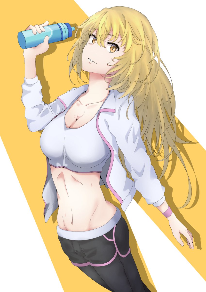 1girls abs blonde_hair female female_only gym_clothes shokuhou_misaki sparkling_eyes teenage_girl teenager to_aru_majutsu_no_index yellow_eyes young younger_female