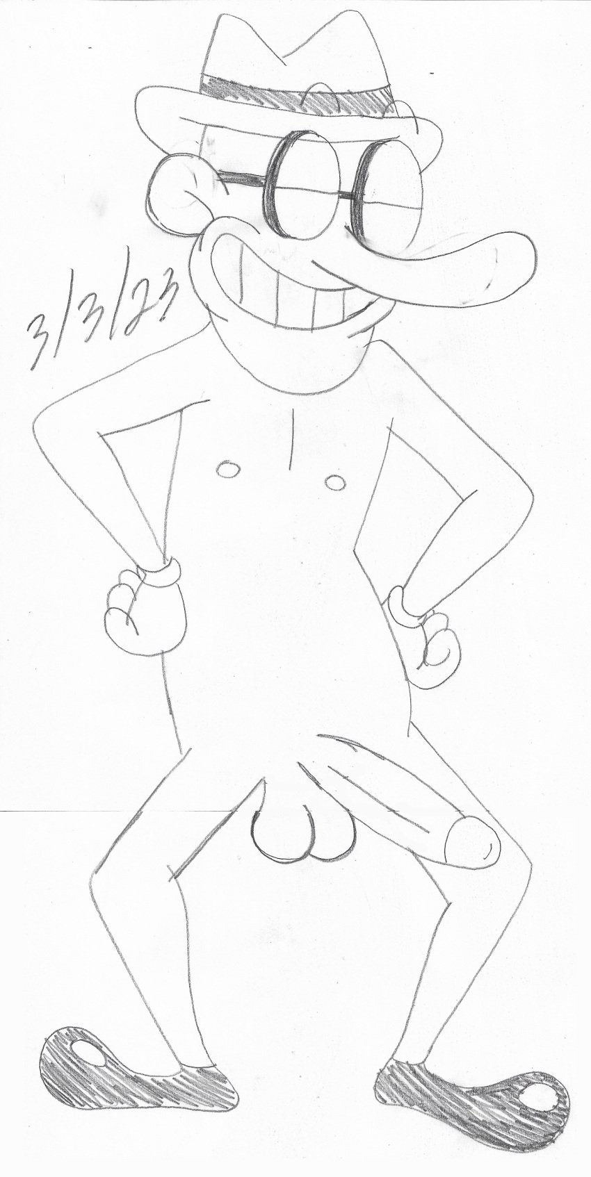 1boy balls cock dick dude glasses gloves grin guy hat human male male_only mr._stick naked nipples nude nudity penis pizza_tower shoes smile teeth_showing toonophile toony