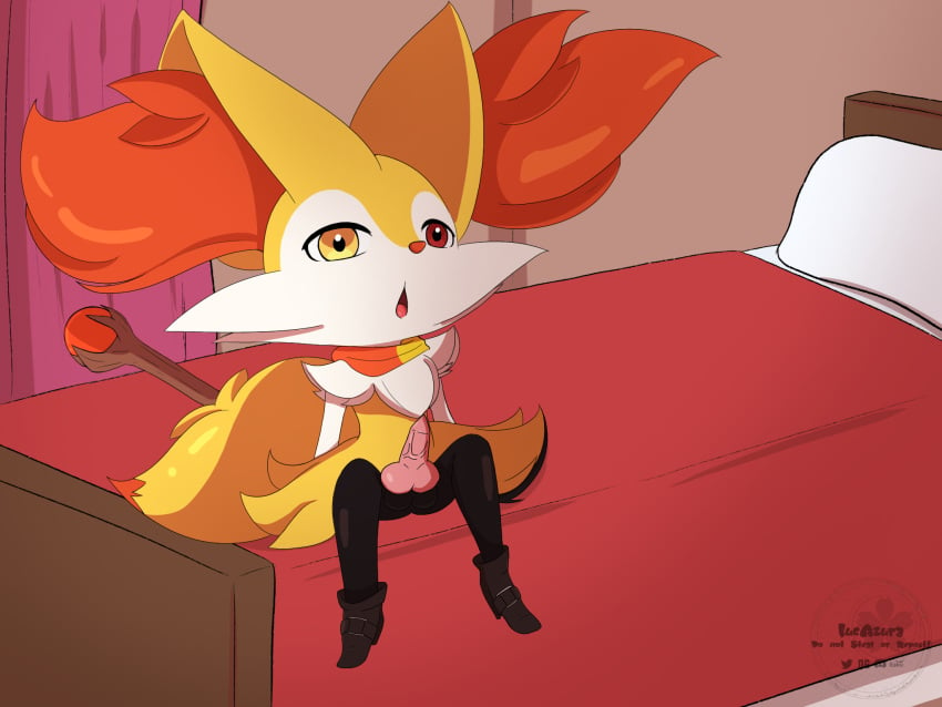 aaron_akio anthro braixen cute_eyes generation_6_pokemon genitals hi_res lucazura male male_only nintendo penis pokemon pokemon_(species) small_penis solo submissive submissive_male