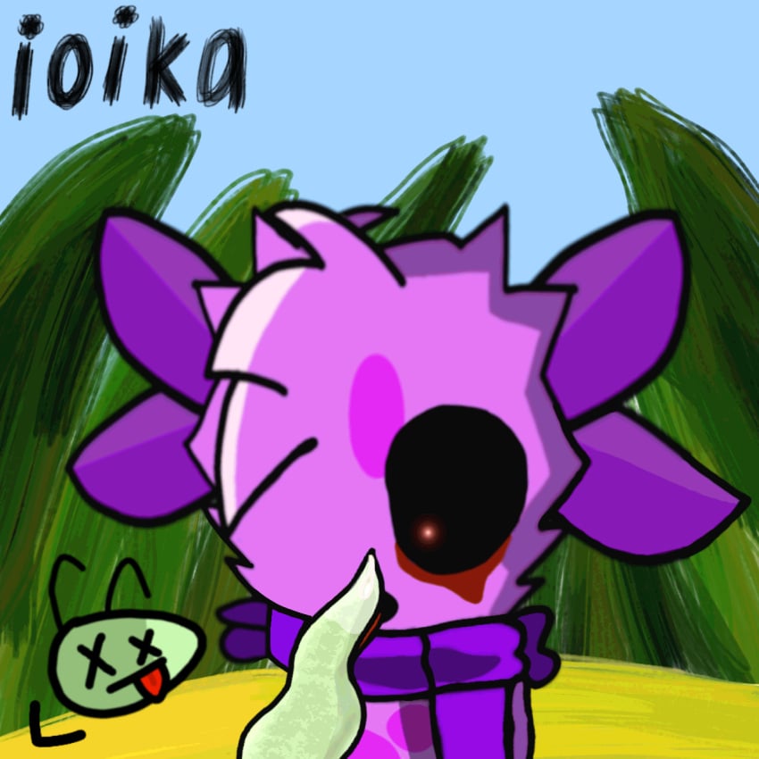 axolotl gay ioika_(artist) licking_penis male male_focus male_only moonzy moonzy_x penis purple_fur scarf tagme