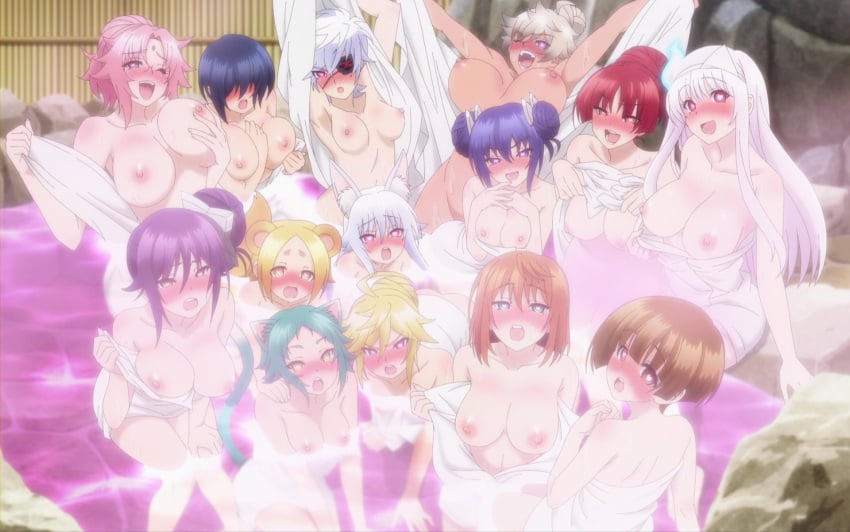 6+girls ameno_hibari ameno_sagiri anime_screencap arahabaki_nonko blonde_hair blue_eyes blush bouncing_breasts breasts cleavage comparison female female_only fushiguro_yaya green_eyes heart heart-shaped_pupils highres hiougi_karura huge_breasts jiggle katsuragi_miria large_breasts long_hair looking_at_viewer manga_page medium_breasts mikogami_matora miyazaki_chisaki multiple_girls nakai_chitose navel nipples nude onsen orange_hair pink_hair purple_hair red_eyes red_hair shigaraki_koyuzu shinto_oboro smile steam symbol-shaped_pupils tagme todoroki_shion undressing water white_hair yellow_eyes yumesaki_harumu yunohana_yuuna yuragisou_no_yuuna-san