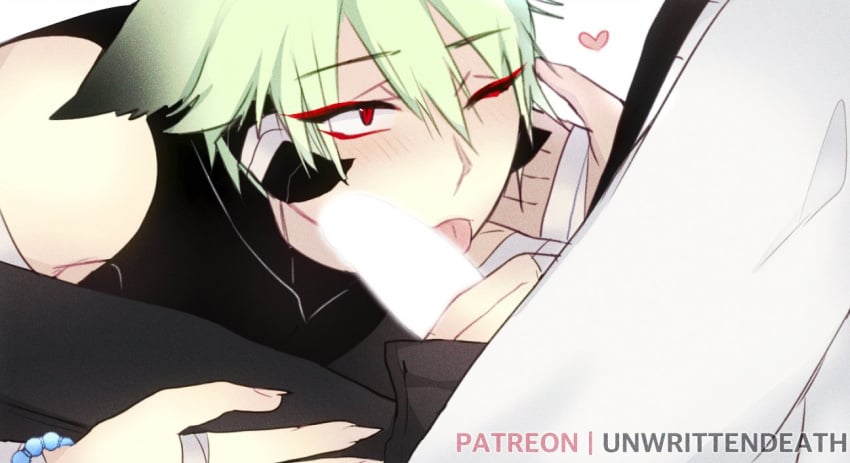 2boys adiel censored_penis cleo_(unwritten_death) death_(personification) handjob male male_focus male_only muerte_(muerte_no_escrita) muerte_no_escrita nekomimi oral_sex penis_out sex tongue_out unwritten_death webtoon